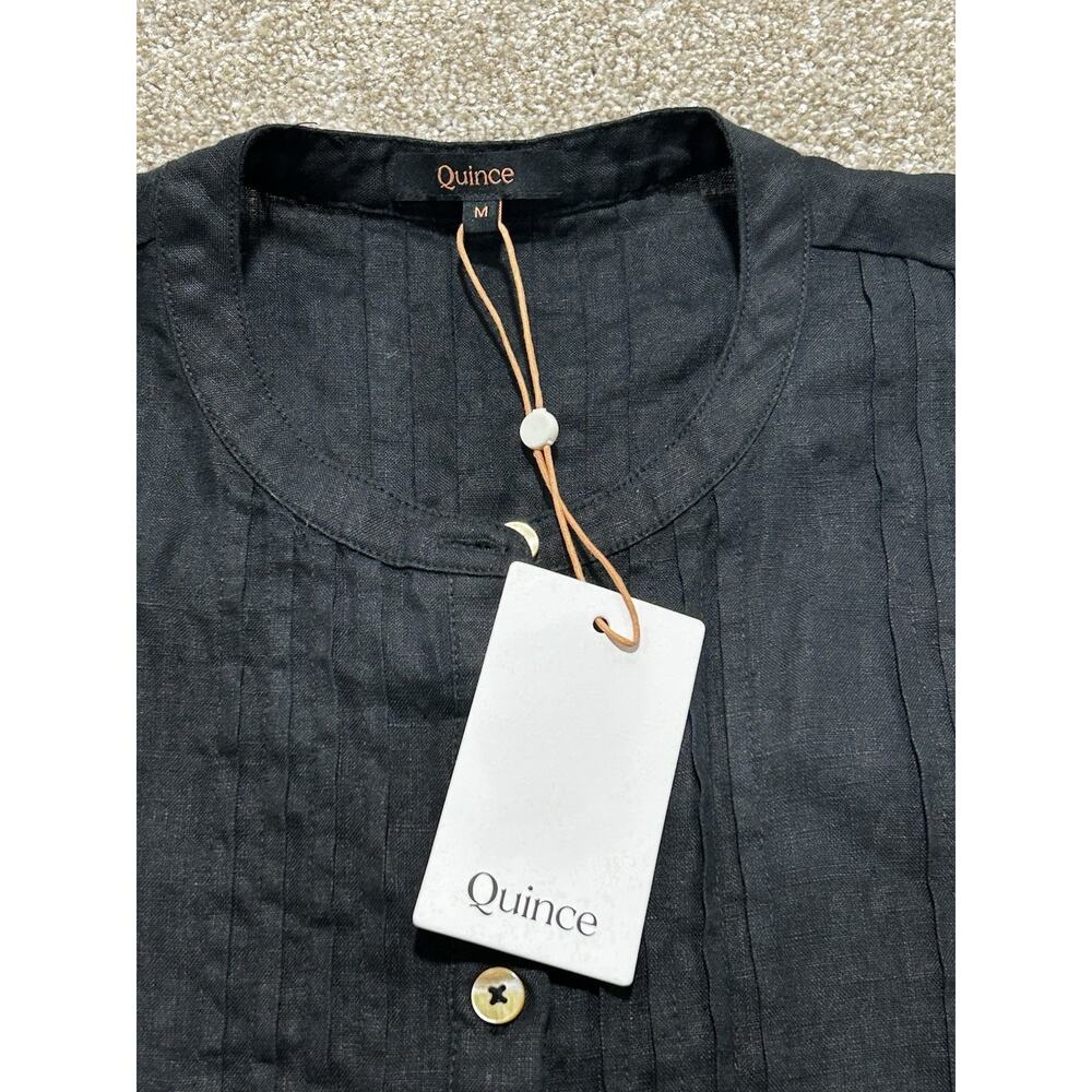 NEW Quince Women’s M 100% European Linen Short Sleeve Swing Dress Black - Picture 5 of 8